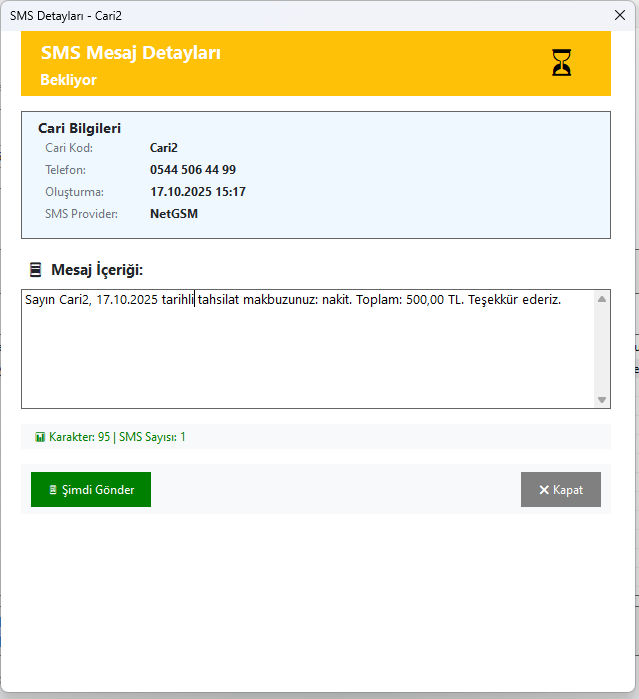 SMS Bildirim Sistemi